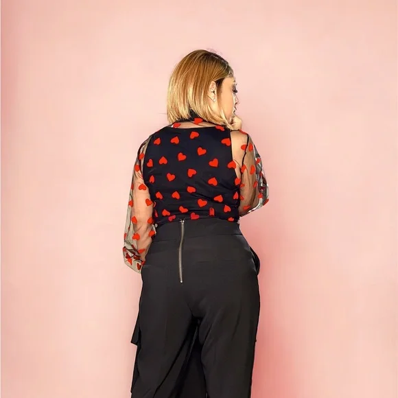 NWT - NY & CO SHEER BLOUSE W/ NECKTIE - Picture 4 of 4